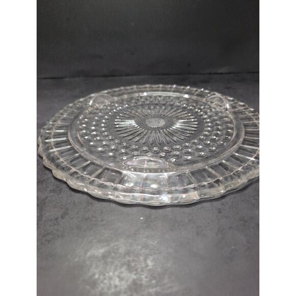 Federal Glass Cake Stand Sunflower Bubble, Tri-Footed Cake Plate, Cake Platter - Picture 4 of 8